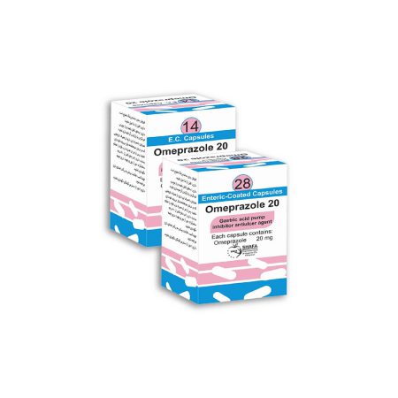 جعبه دارویی قرص امپرازول omeprazole 20 شرکت داروسازی و بهداشتی شفا